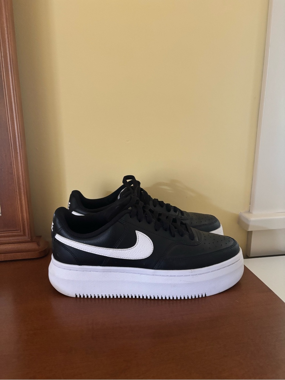Nike Black and White Platform Sneakers